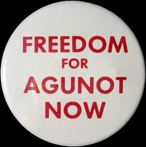 “Freedom for Agunot Now” (Orthodox Jewish wives unable to receive a religious divorce). Pin created by Agunah, Inc., and GET.
