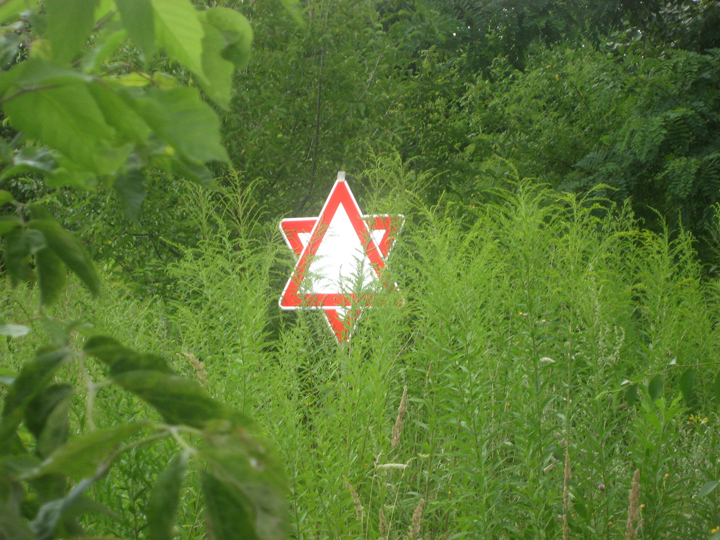 Star of David positioned on property owned by a Jewish reclamation company. Summer, 2007.  Artist: Miklós Mécs. Courtesy of the author.
